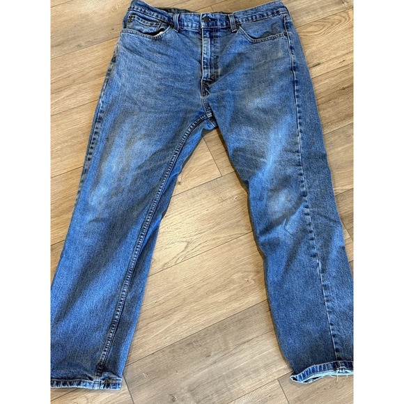Levis 505 Jeans Mens 36x30 Blue Dark Wash Cotton Regular Fit Denim‎ Workwear - Picture 6 of 9